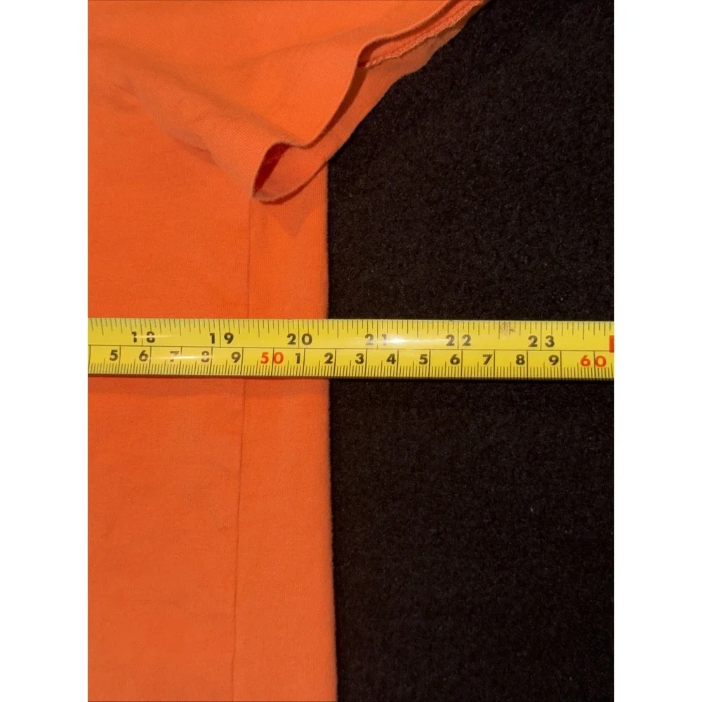 Polo Ralph Lauren Orange Crew Neck Tee Shirt Blue Pony Custom Fit Size Large